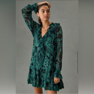 Erin Fetherston for Anthropologie Ruffle V Neck dress
